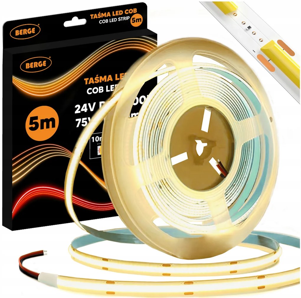 BERGE LED pásik COB Neon 12V - 528D - 15W/m - IP20 - 5m - 1650lm - teplá farba