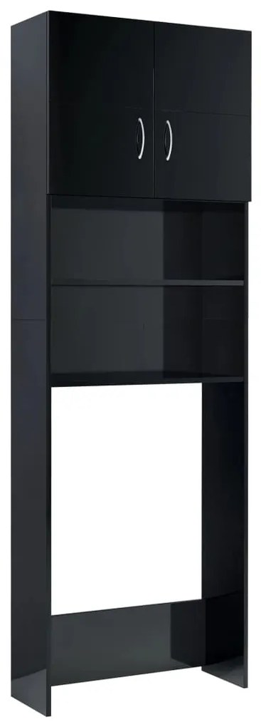 vidaXL Skrinka na práčku lesklá čierna 64x25,5x190 cm drevotrieska