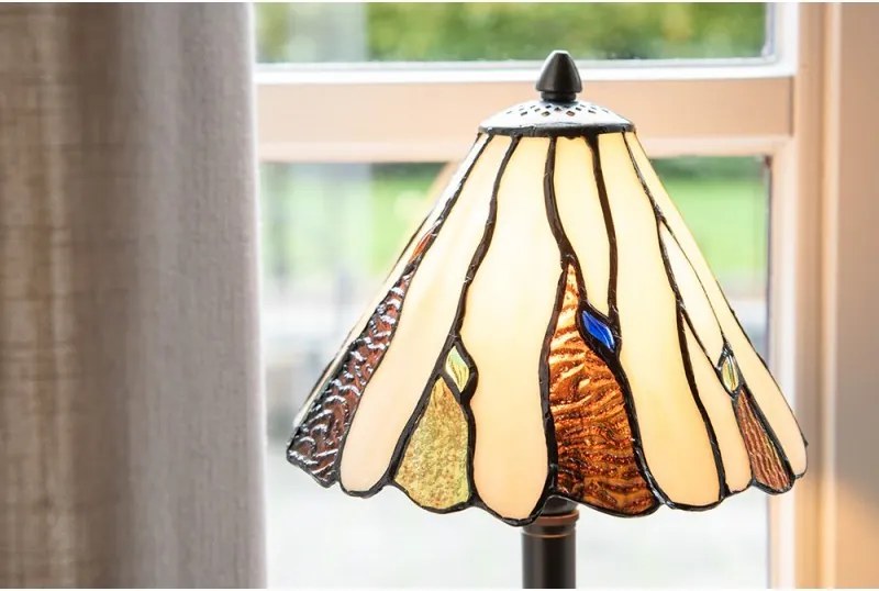 Béžovo-hnedá stolná lampa Tiffany Titto - Ø 20*60 cm E14/ 1*40W