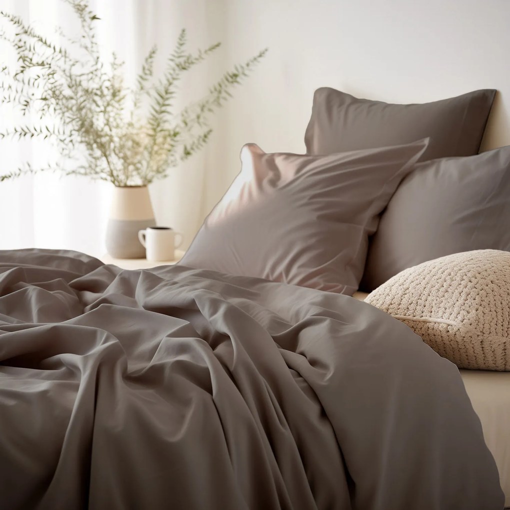 SATÉNOVÉ OBLIEČKY SATINLOVE CLASSIC 160X200 CM, 2KS 70X80 CM TMAVOBÉŽOVÉ