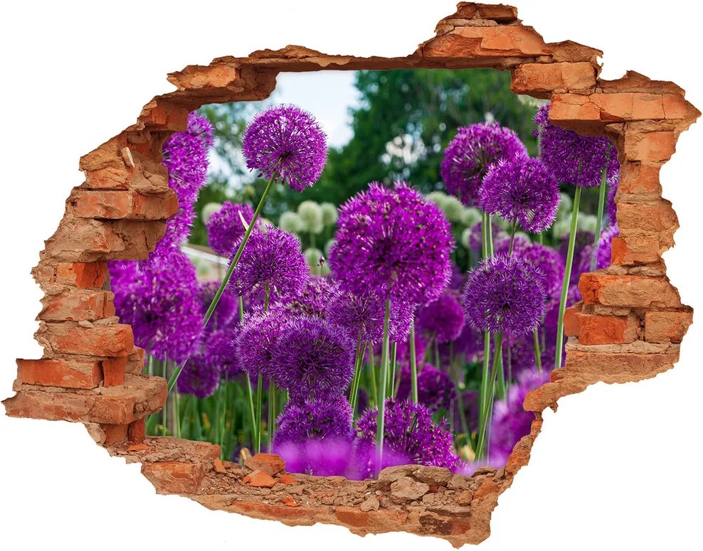 Nálepka 3D diera samolepiace Kvety cesnaku WallHole-cegla-90x70-99930087