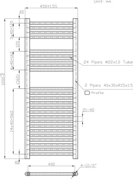 Novaservis - Kúpeľňový rebríkový radiátor 490W/230V 120x45 cm biely, rovný