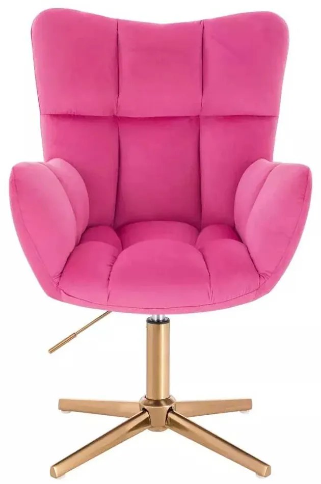 LuxuryForm DESIGN Kreslo AURORA VELUR na zlatom kríži - tmavo ružové