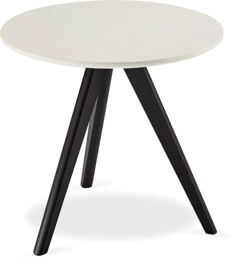 Čierno-biely konferenčný stolík s nohami z dubového dreva Furnhouse Life, Ø 48 cm