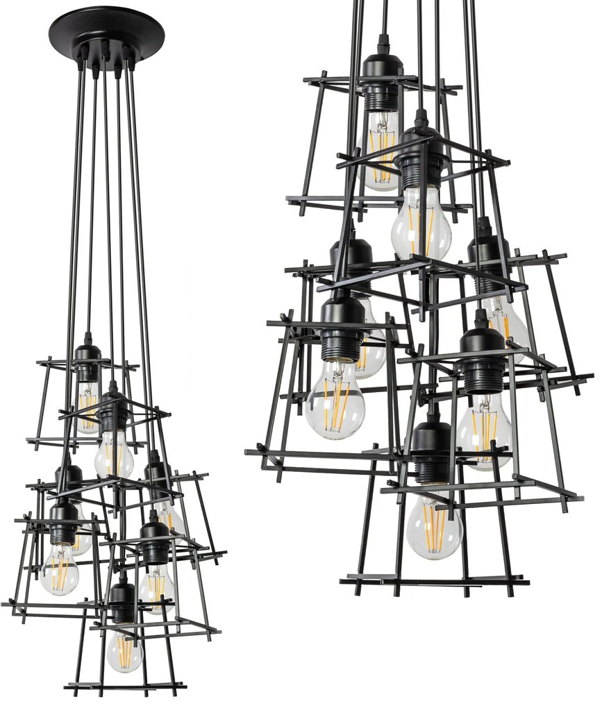 Toolight - Závesné stropné svietidlo 7xE27 APP221-7CP, čierna, OSW-00409