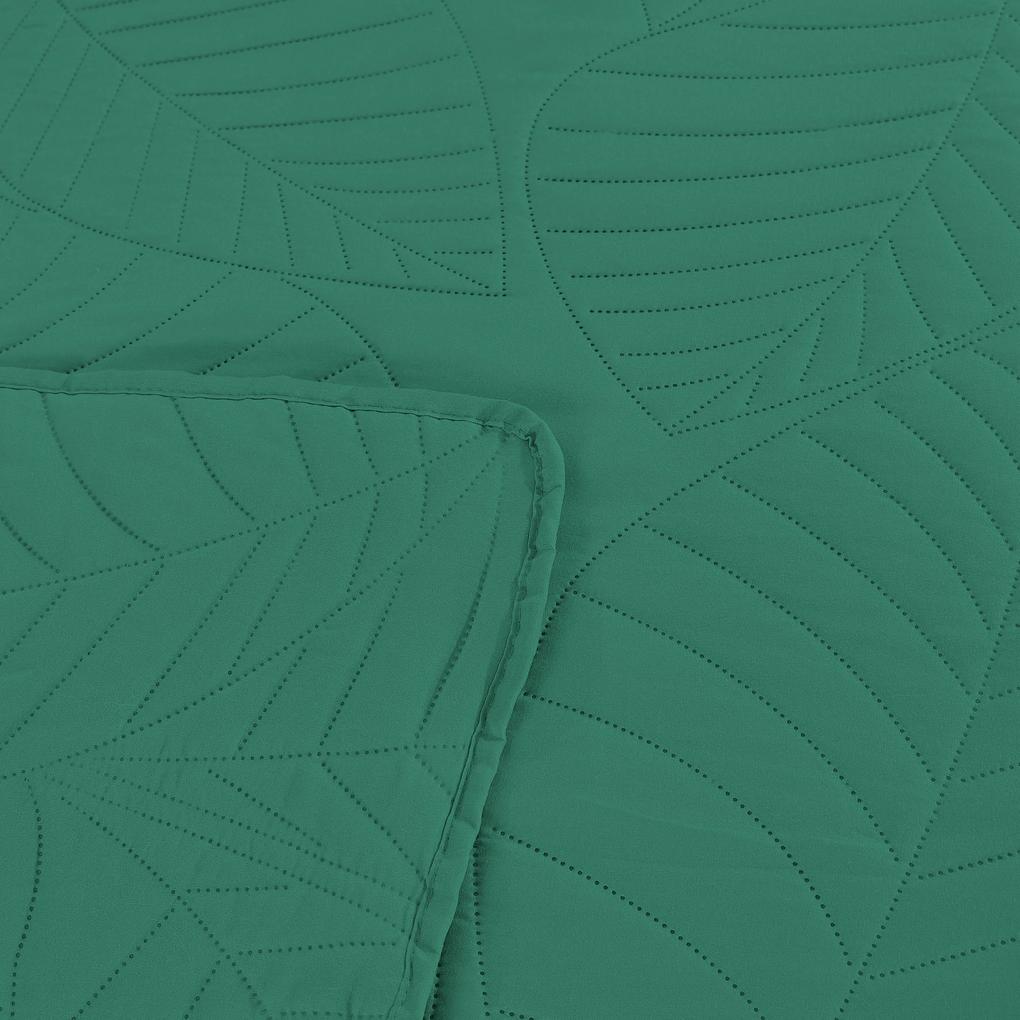 Zelený prehoz na posteľ so vzorom LEAVES Rozmer: 200 x 220 cm