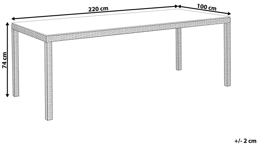 Záhradný stôl z umelého ratanu 220 x 100 cm hnedý ITALY Beliani