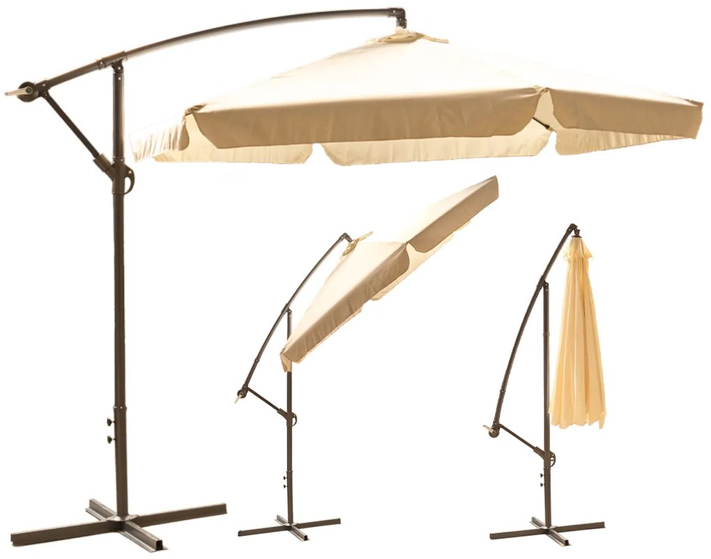 Funfit Záhradný slnečník skladací 350cm Cream