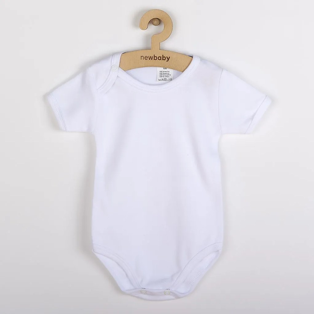 Luxusné bavlnené body krátky rukáv New Baby - biele, vel. 74 (6-9m)
