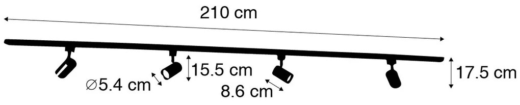 Moderný koľajnicový systém so 4 bodovými svetlami čierny 1-fázový - Iconic Yade