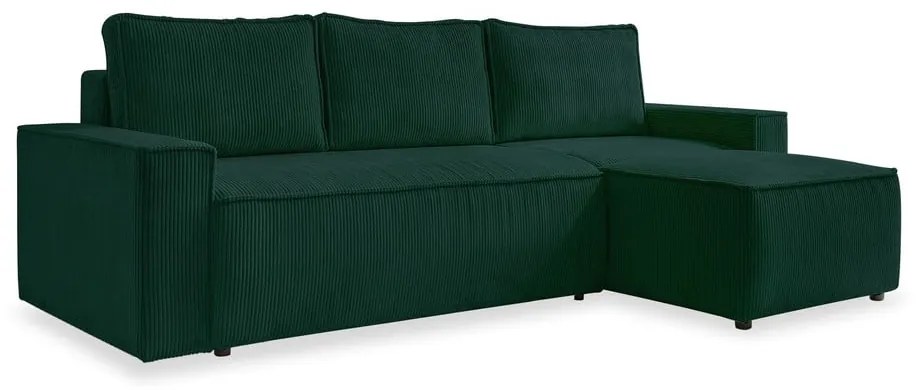 Tmavozelená menčestrová rozkladacia rohová pohovka (variabilná) Brave Dave – Miuform