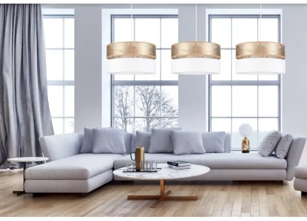 Luster na lanku LIMA 1xE27/60W/230V biela/zlatá