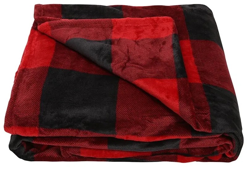Rodinná deka Káro červeno-čierna, 200 x 300 cm