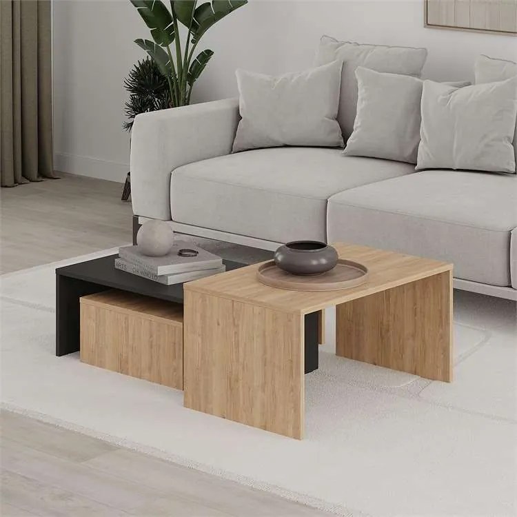 Konferenčný stolík Houseland Kanta dub safírový/čierny