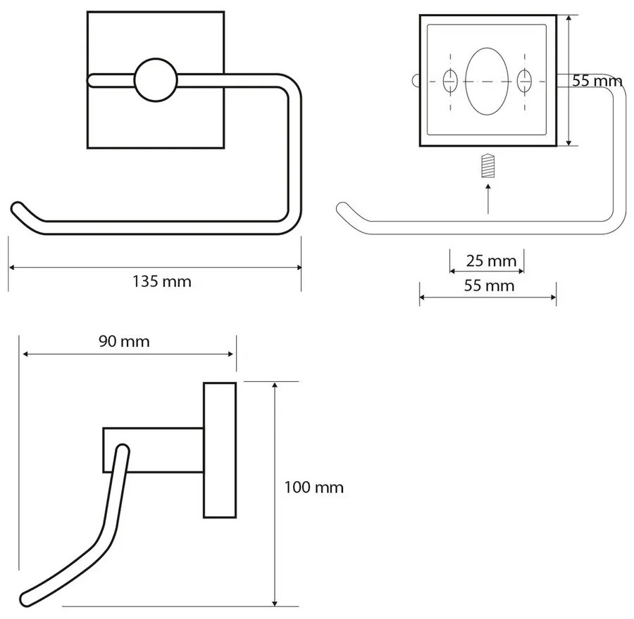 Mosadzný držiak na toaletný papier v striebornej farbe Sapho X-Square