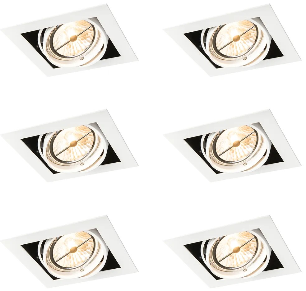 Sada 6 zapustených bodových svetiel biela AR111 nastaviteľná - Oneon