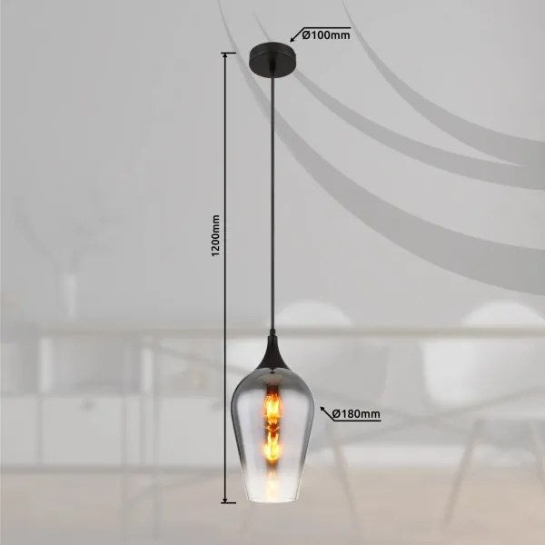 Globo 15552H3 - Luster na lanku LAVUS 1xE27/60W/230V pr. 18 cm čierna