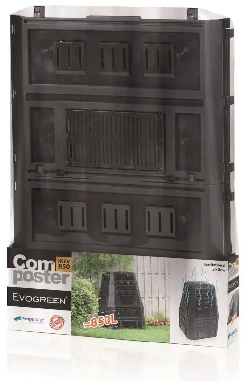 Kompostér, 850 l, čierna