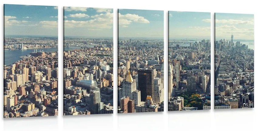 5-dielny obraz pohľad na očarujúce centrum New Yorku