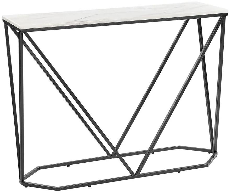 Konzolový stolík s mramorovým efektom biela/čierna HAZEN Beliani