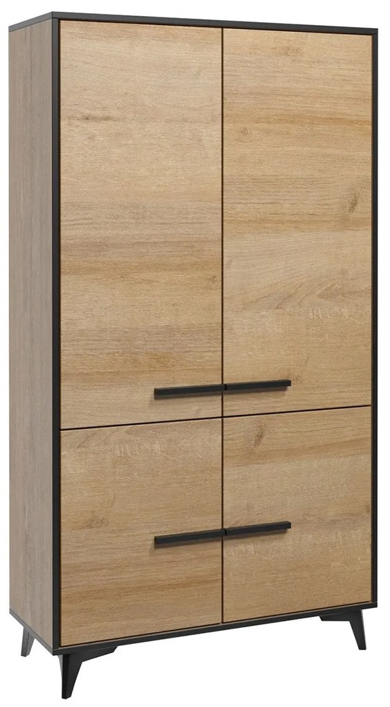 Šatníková skriňa S2D Lilly LY07, Farba:: shirin walnut / shirin walnut + čierna