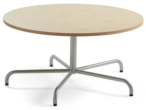 Stôl PLURAL, Ø1200x600 mm, linoleum - béžová, strieborná