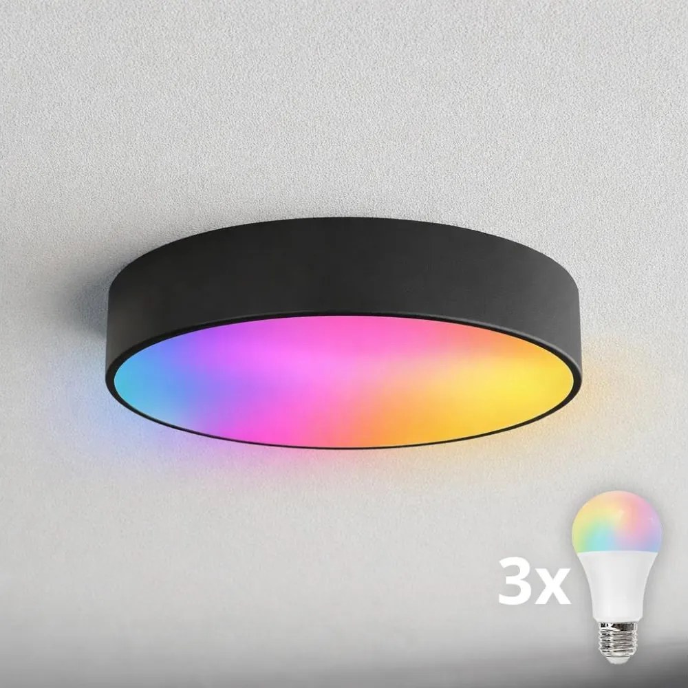 Brilagi - LED RGBW stmievateľné kúpeľňové stropné svietidlo CLARE 3xE27/9W/230V IP54 Wi-Fi čierna