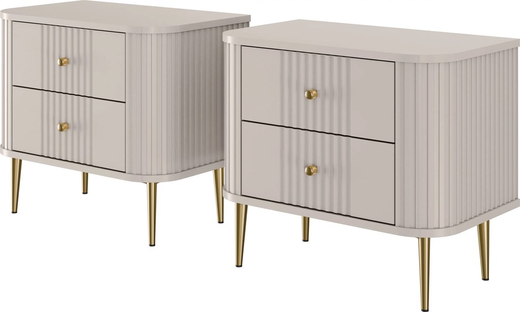 Nočné stolíky Vespera 56 cm - 2 ks - kašmírová / zlatá