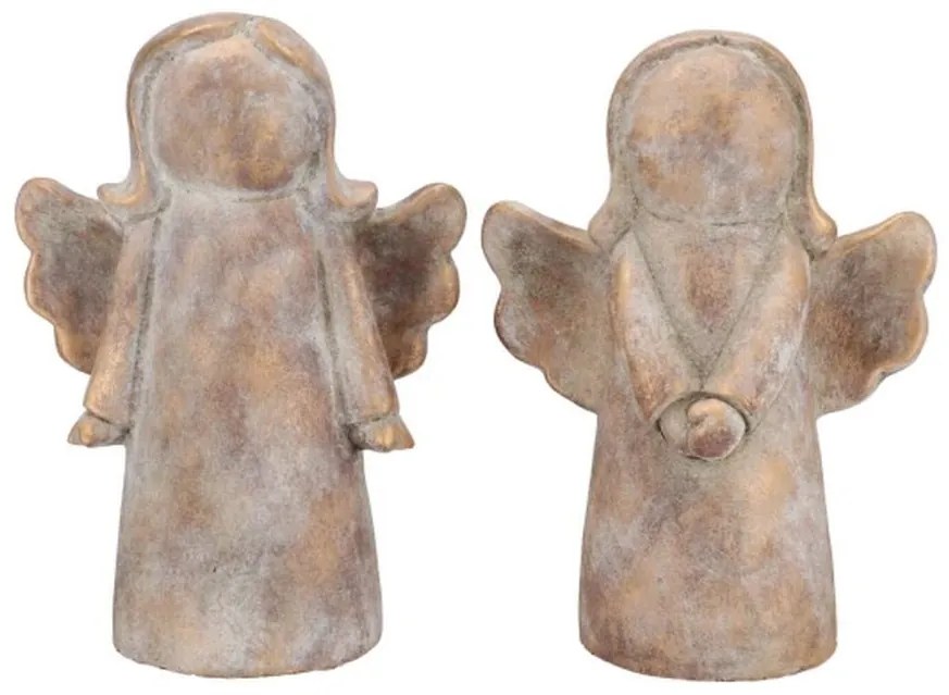 2ks zlatá antik cementová dekorácia anjel - 18*11*25 cm