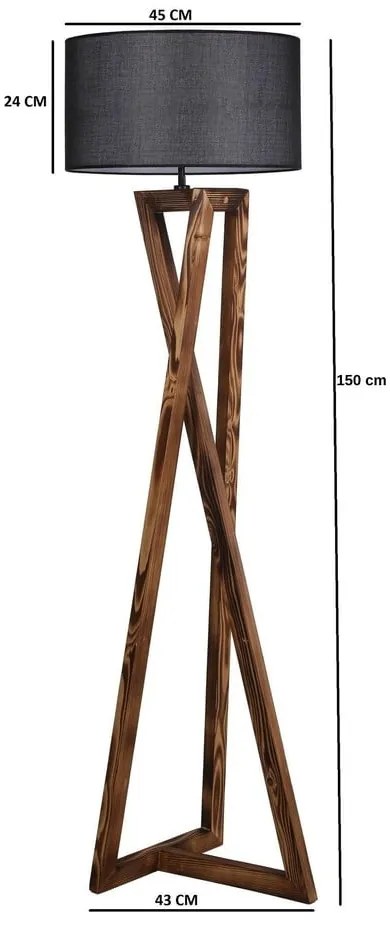 Čierna/hnedá stojacia lampa s textilným tienidlom (výška 149 cm) Maçka – Opviq lights