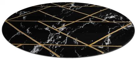 Koberec okrúhly EMERALD exkluzívne 2000 glamour, štýlový mramor, geometrický čierna / zlato Veľkosť: kruh 160 cm