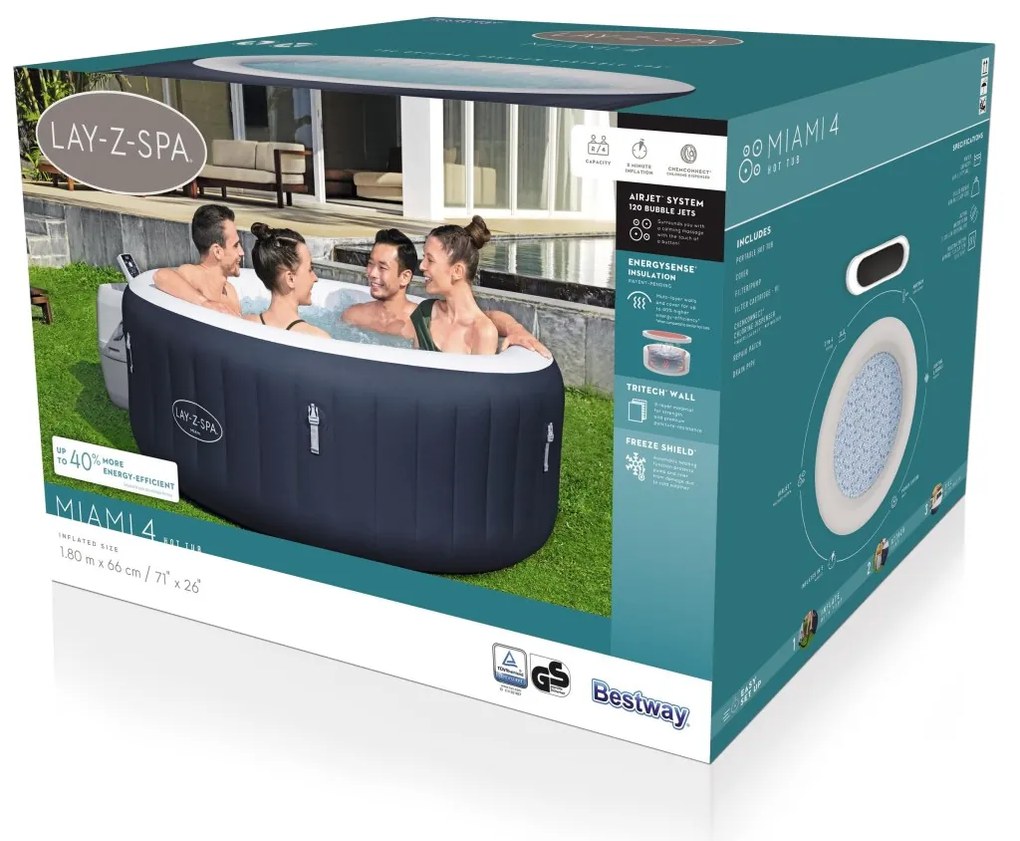 Lay-Z-Spa Miami Air Jet Jacuzzi BESTWAY 6001C