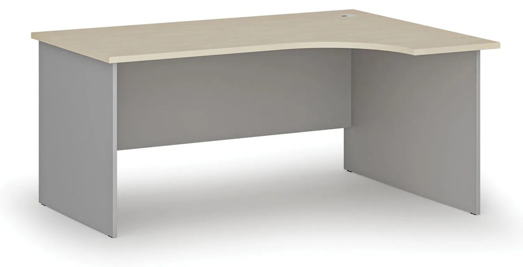 Rohový kancelársky písací stôl PRIMO GRAY, 160x120 cm, pravý, sivá/breza