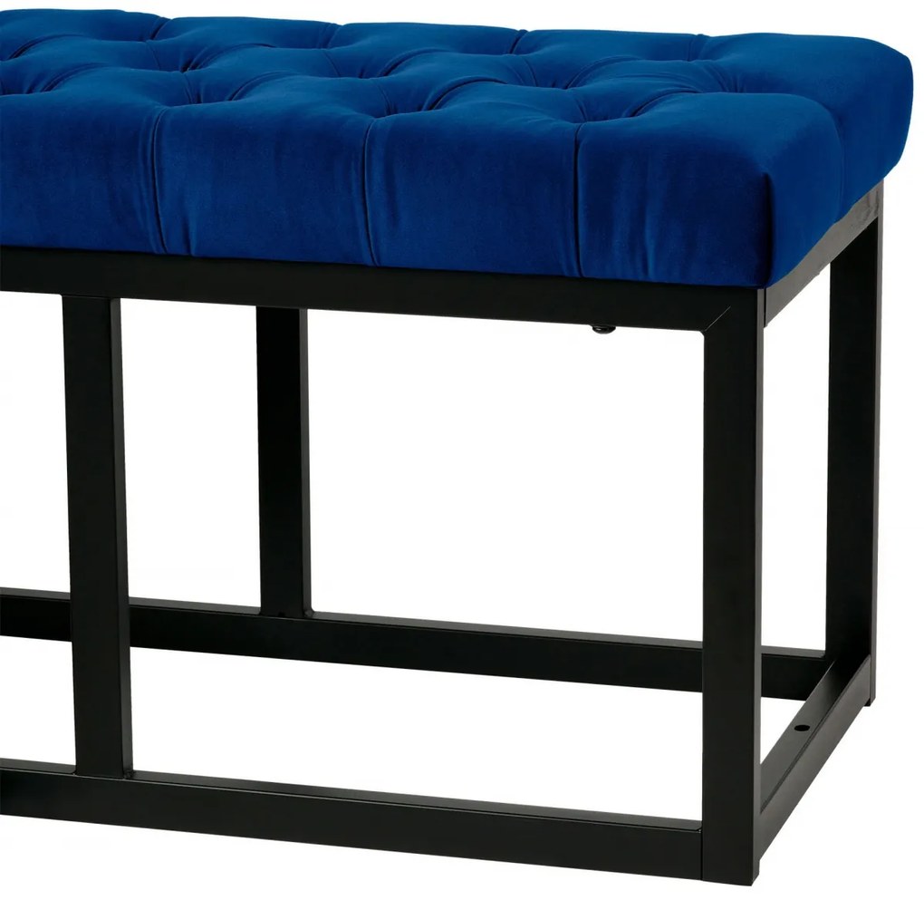 Lavica Polson - zamat, čierny rám 120 cm - Modrá