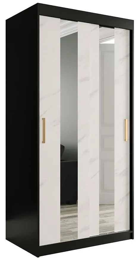 Skriňa Marmur Pole 100 čierna/mramor biely