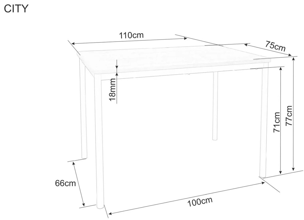 Jedálenský stôl City 110 cm dub artisan/čierny