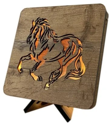 Li-Go 4070/DUB2 - LED Stolná dekorácia LED/12W/230V 19x19 cm dub/kôň