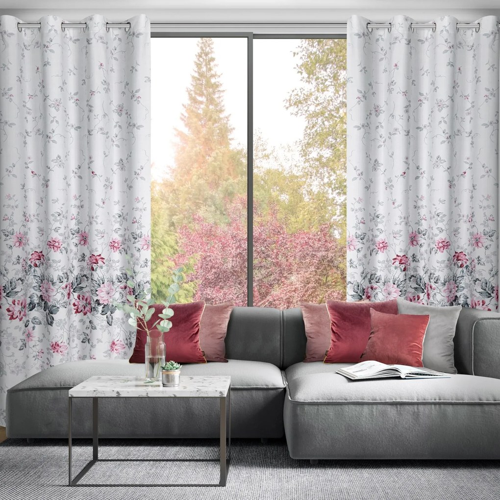 ZÁCLONA NA KRÚŽKOCH LEA05 140X250 CM KVETY