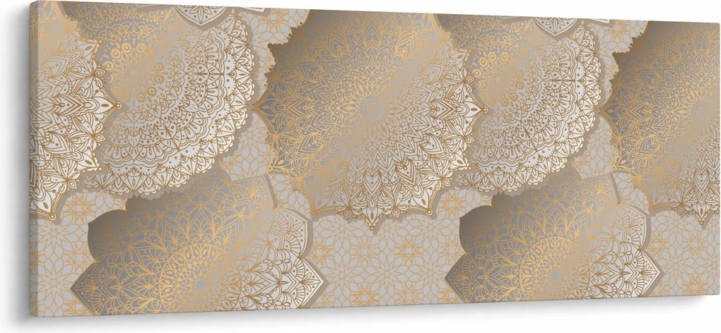 Obraz - Mandaly v zlatých tónoch (120x50 cm)