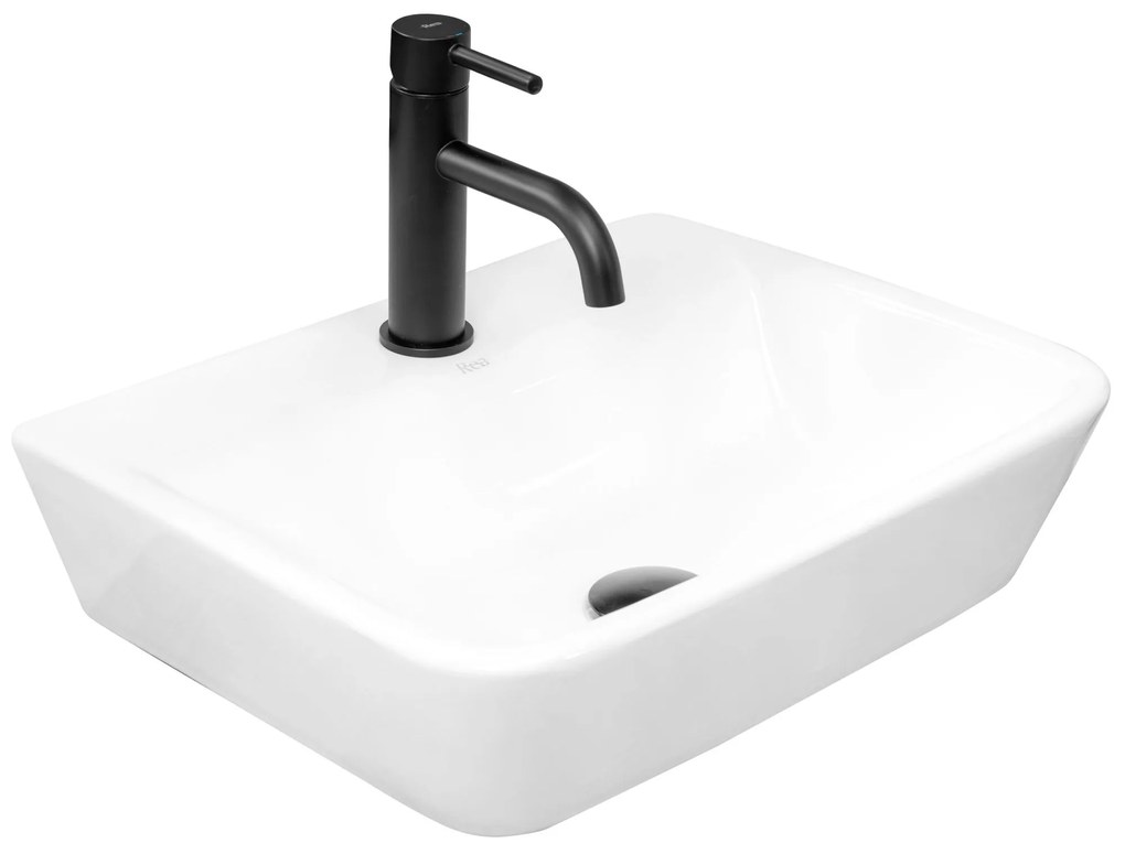 Rea Remi, umývadlo na dosku / závesné 45,5 x 36 x 12 cm, biela lesklá, REA-U6961