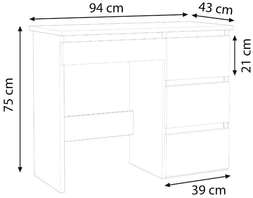 Stôl 75 x 94 x 43 cm, farba biela / dub