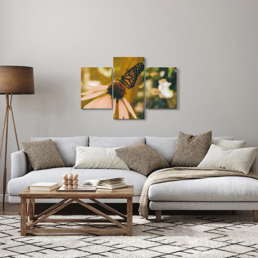 Obraz motýľa na kvetine (90x60 cm)