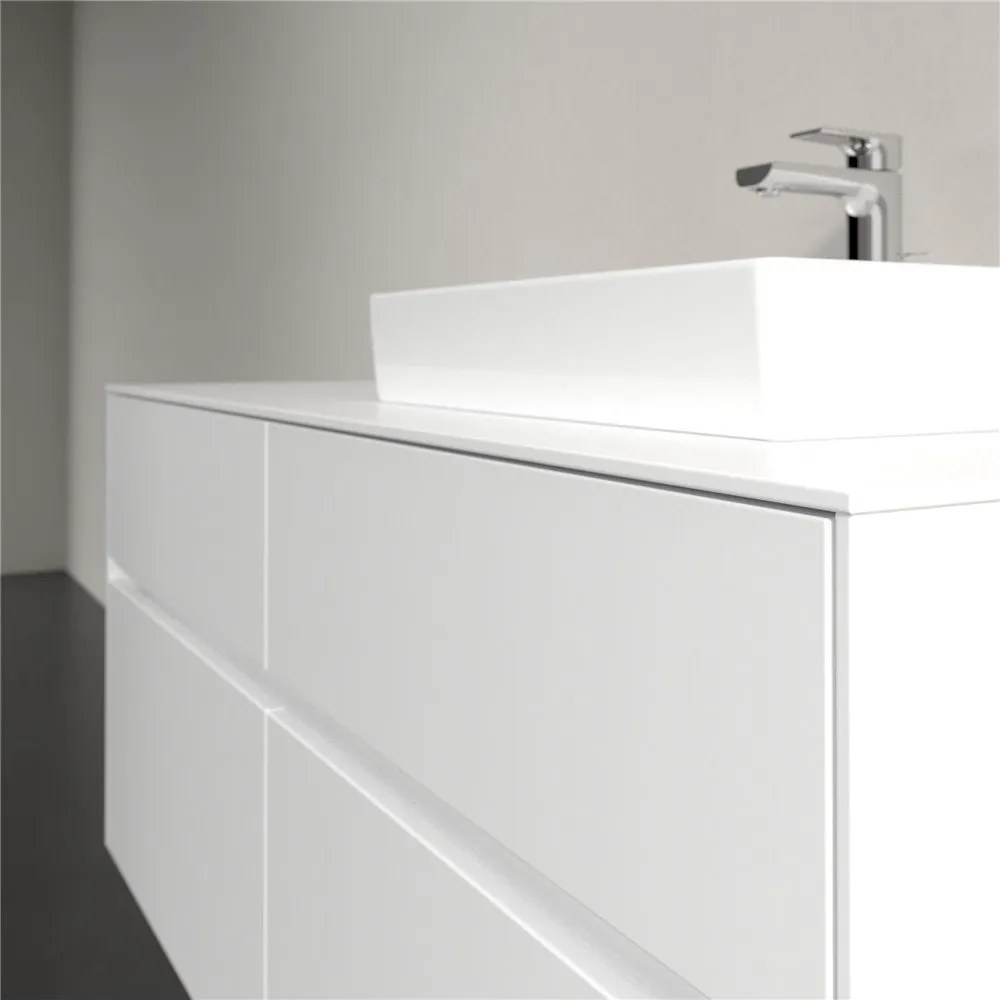 VILLEROY &amp; BOCH Collaro závesná skrinka pod umývadlo na dosku (umývadlo vpravo), 4 zásuvky, s LED osvetlením, 1200 x 500 x 548 mm, White Matt, C072B0MS