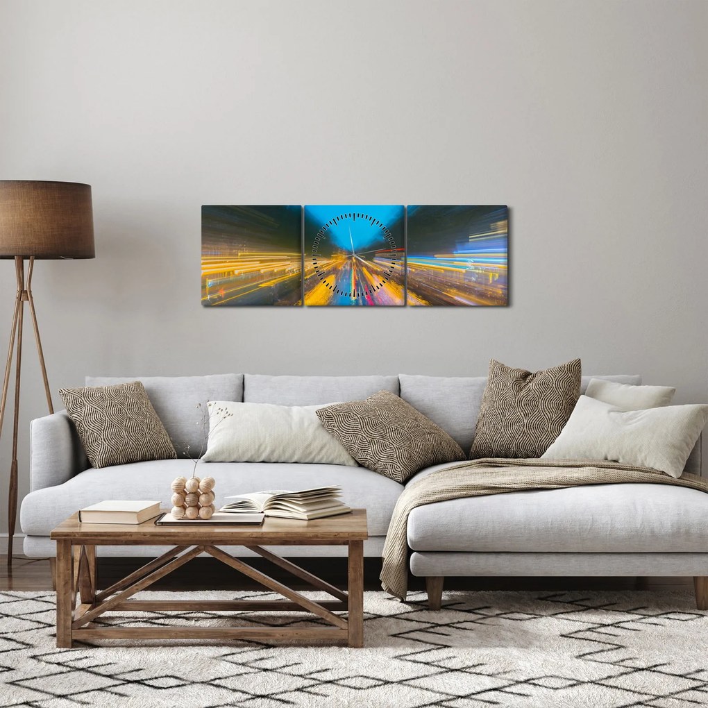 Obraz - Maľba abstrakcie (s hodinami) (90x30 cm)