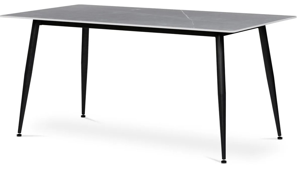 Autronic - Stůl jídelní 160x90x76 cm, deska slinutý kámen v imitaci matného mramoru, černé kovové nohy - HT-406M GREY