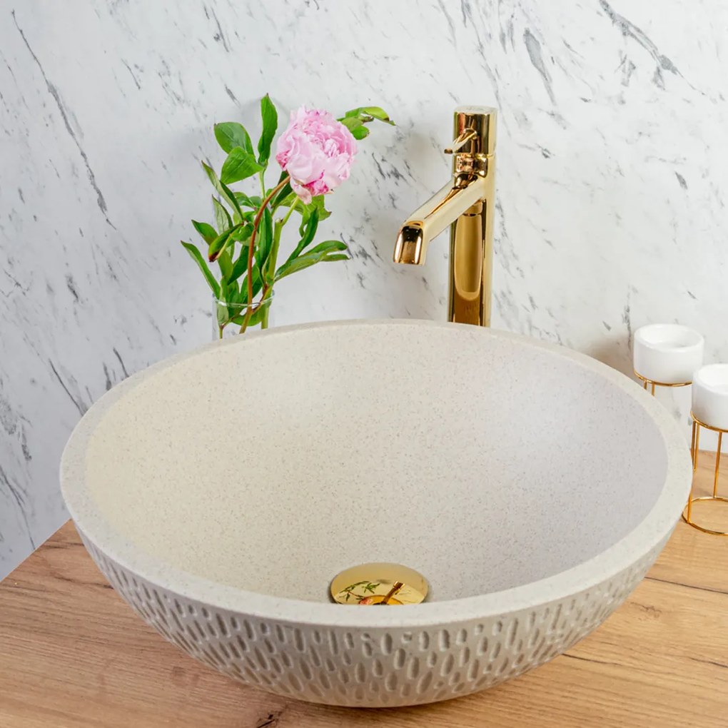 Kuchinox Umývadlo na dosku Amber ø41 cm - VGR1421T, granit, béžové