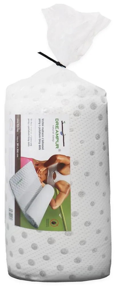 DREAMPUR Vrchný matrac z latexovej peny DREAMPUR® Grey Dots 5 cm - 85x195 cm