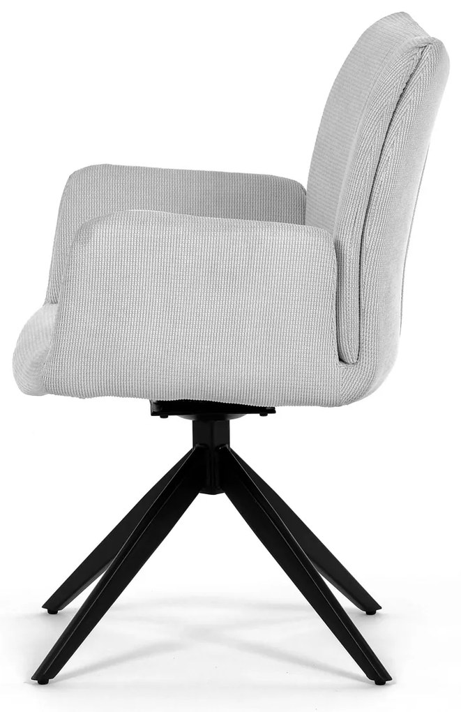 Autronic - Židle jídelní, bílá látka, otočný mechanismus 180°, černý kov - HC-993 WT2 AKCE
