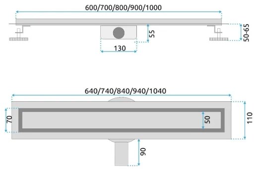 REA-G2704 - Odtokový žľab NEOX PRO 90 cm nerezová oceľ/brúsené zlato