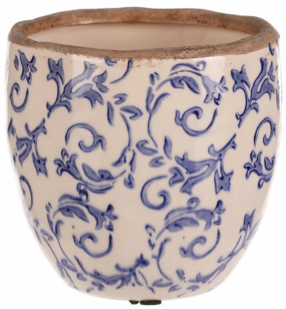 Keramický obal na kvetináč retro štýl, pr. 15 cm x 14 cm